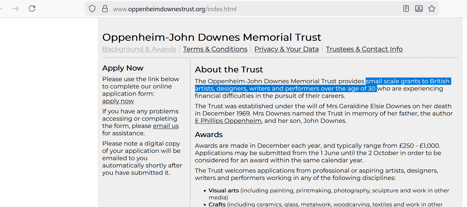 Fund for individual artists over 30 Post feature image